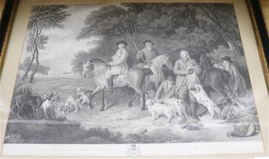 Bartolozzi after Francis Wheatley, engraving of the Duke of Newcastles return from shooting, 46 x 62cm